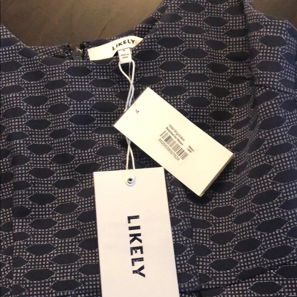 Likely size 4 blue and light grey printed dress - Picture 3 of 5